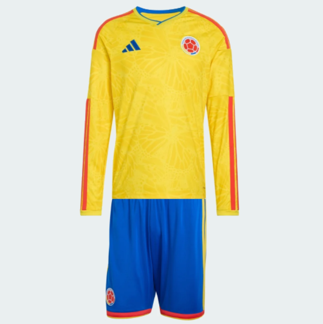 2026 FIFA World Cup Colombia Home Kids Long Sleeve Soccer Kits Shirt With Shorts